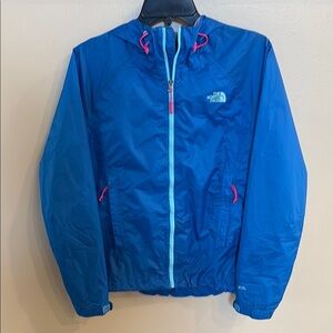 The North Face HyVent 2.5L Royal Blue LIGHTWEIGHT rain Jacket Pink Details Small